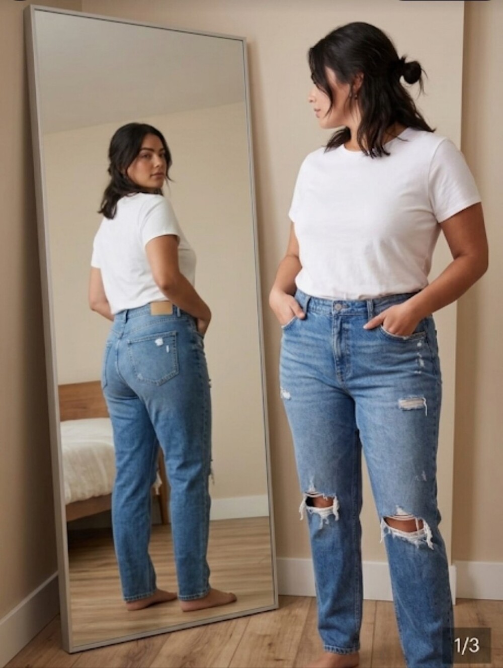 Holey Distressed Jeans Sz 6 Med Wash Straight Leg